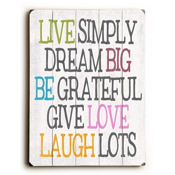 One Bella Casa One Bella Casa 0004-3648-25 9 x 12 in. Live Simply Dream Big Solid Wood Wall Decor by Misty Diller 0004-3648-25